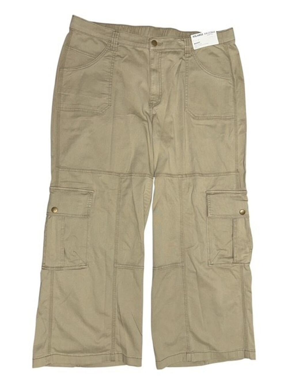 Arizona XXL Cargo Pants Juniors Women Khaki Beige Brown Wide Leg Low Rise Baggy